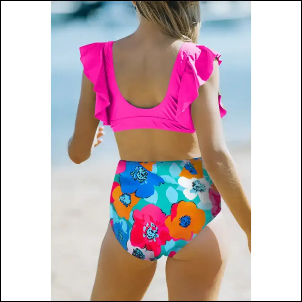 Flirty Floral Cropped Swim Set: Dive Into Beachy Shenanigans with Needful Things! ποΈβ¨ - Bikini Sets