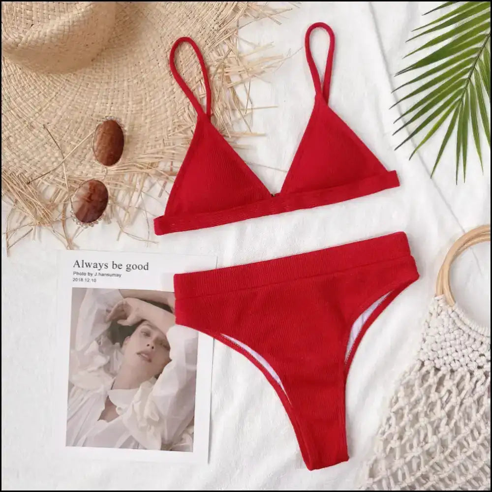 Bikini Set: Dive Into Chic Spaghetti Strap Glory & Make Waves! πβ¨ - Red / s - Sets