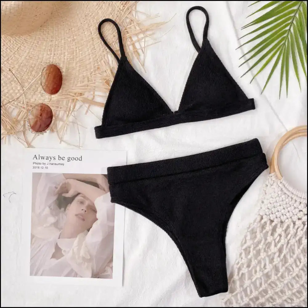 Bikini Set: Dive Into Chic Spaghetti Strap Glory & Make Waves! πβ¨ - Black / s - Sets