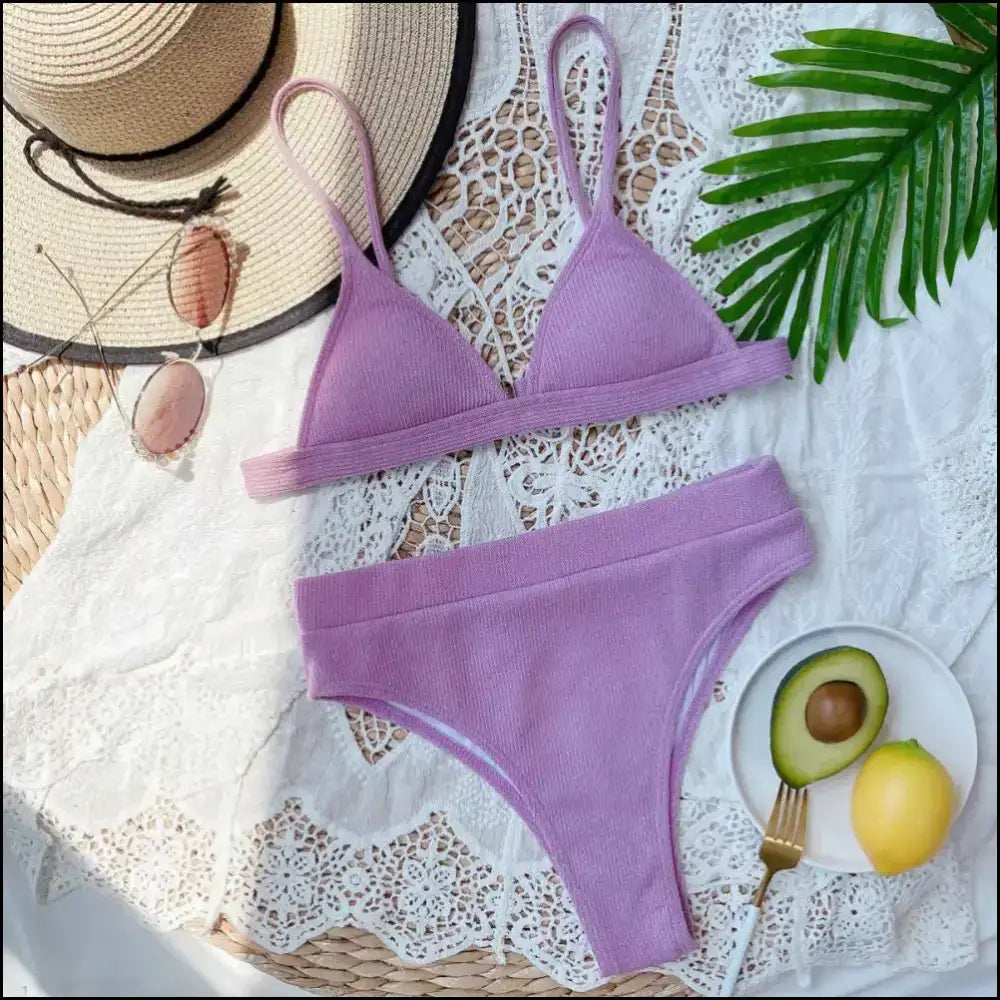 Bikini Set: Dive Into Chic Spaghetti Strap Glory & Make Waves! πβ¨ - Heather / s - Sets