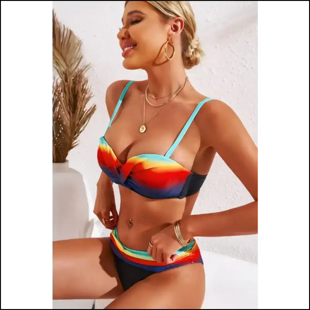 Make Waves this Summer with our Head Turning Printed Ruched Bikini Set! 🩱☀️ Sets