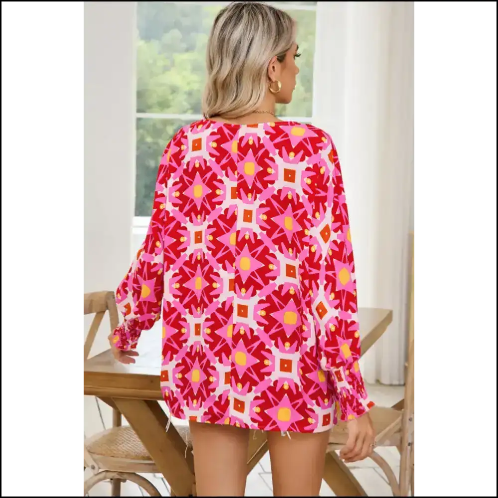 Strawberry Pink Abstract Print: Blouse Boss ๐ Needful Things - Blouses