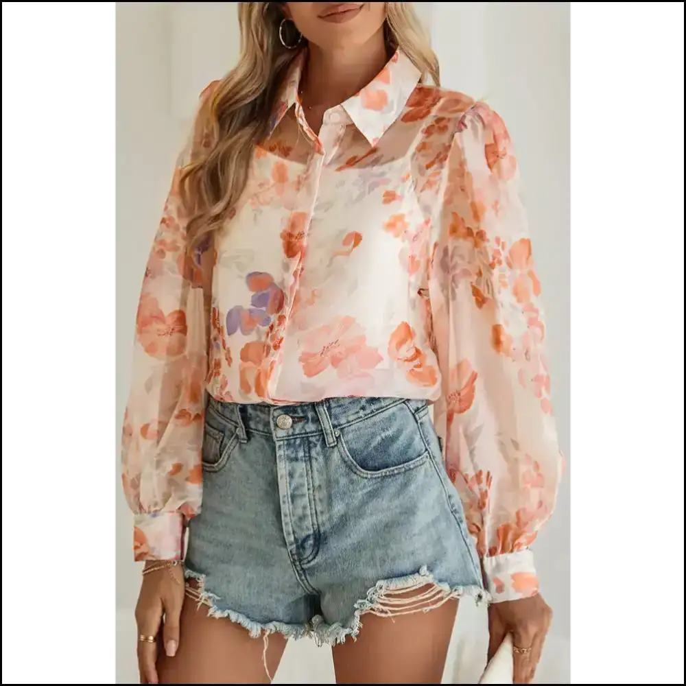 Needful Things: Floral Print Balloon Sleeve Shirt β so Flouncy Itβs Fabulous! πΈπ - White / s - Blouses