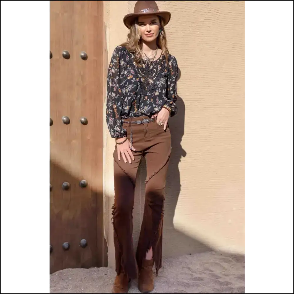 Bohemian Cutout Long Sleeve Blouse - Blouses