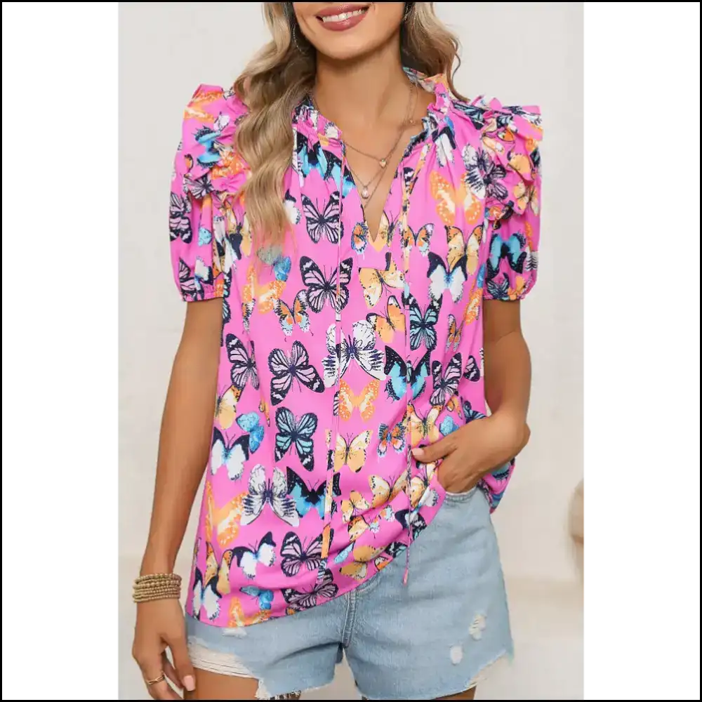 Purple Butterfly Print: from Frumpy to Fluttery Needful Things - s - Blouses