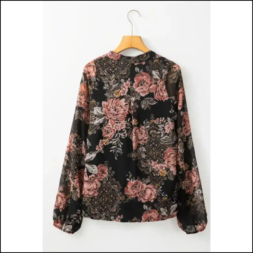 Black Floral Criss Cross v Neck: Bow Down Bitches π Needful Things - Blouses