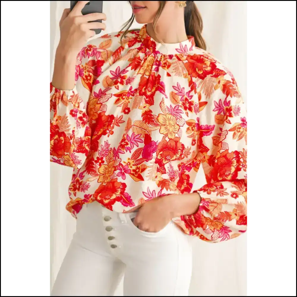 Orange Boho Floral: from Basic to Boujee (needful Things) - s - Blouses