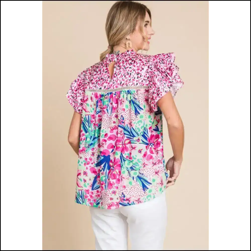 Pink Floral Ruffle Blouse your Closet Called it Wants Fun - Blouses