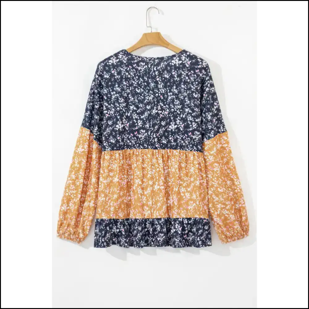 Blue Floral Ruffle Hem Long Sleeve: Because Adulting is Hard π Needful Things - Blouses