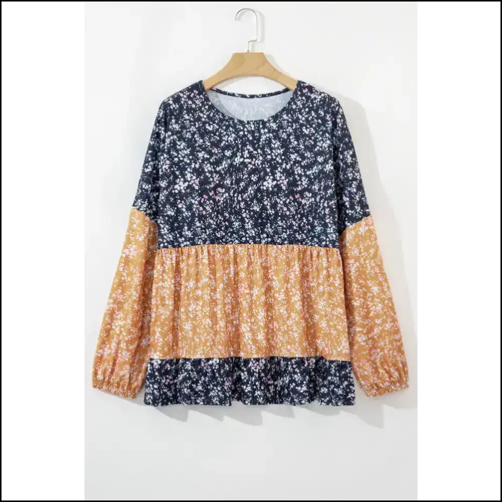 Blue Floral Ruffle Hem Long Sleeve: Because Adulting is Hard π Needful Things - Blouses