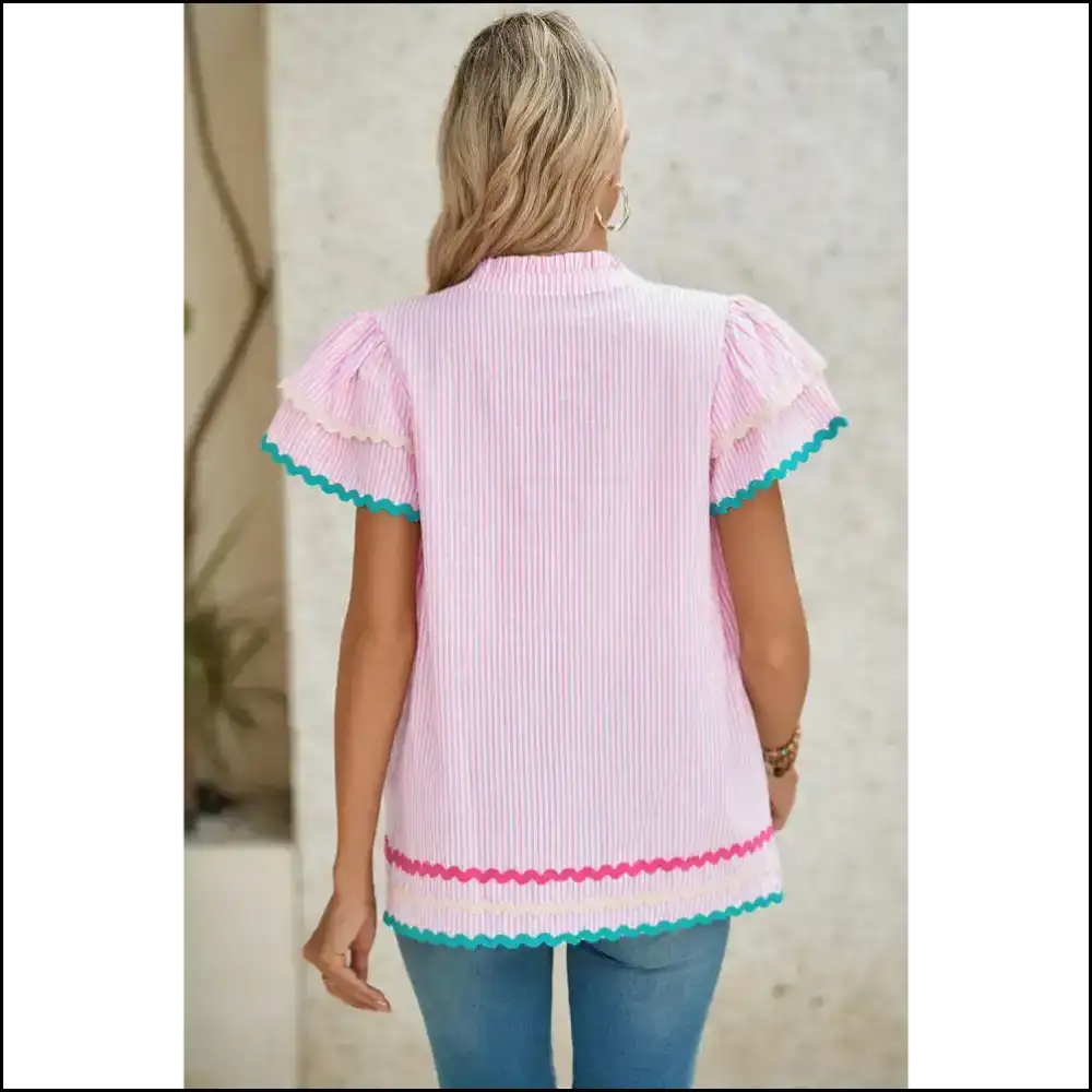 Sky Blue Striped Blouse: from Drab to Fab! Needful Things π - Pink / s - Blouses