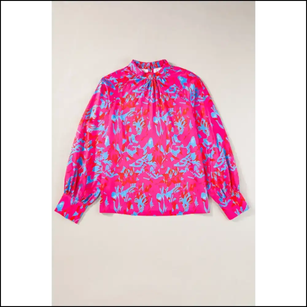 Purple Abstract Puff Sleeve Blouse: Warning May Cause Stares - Blouses