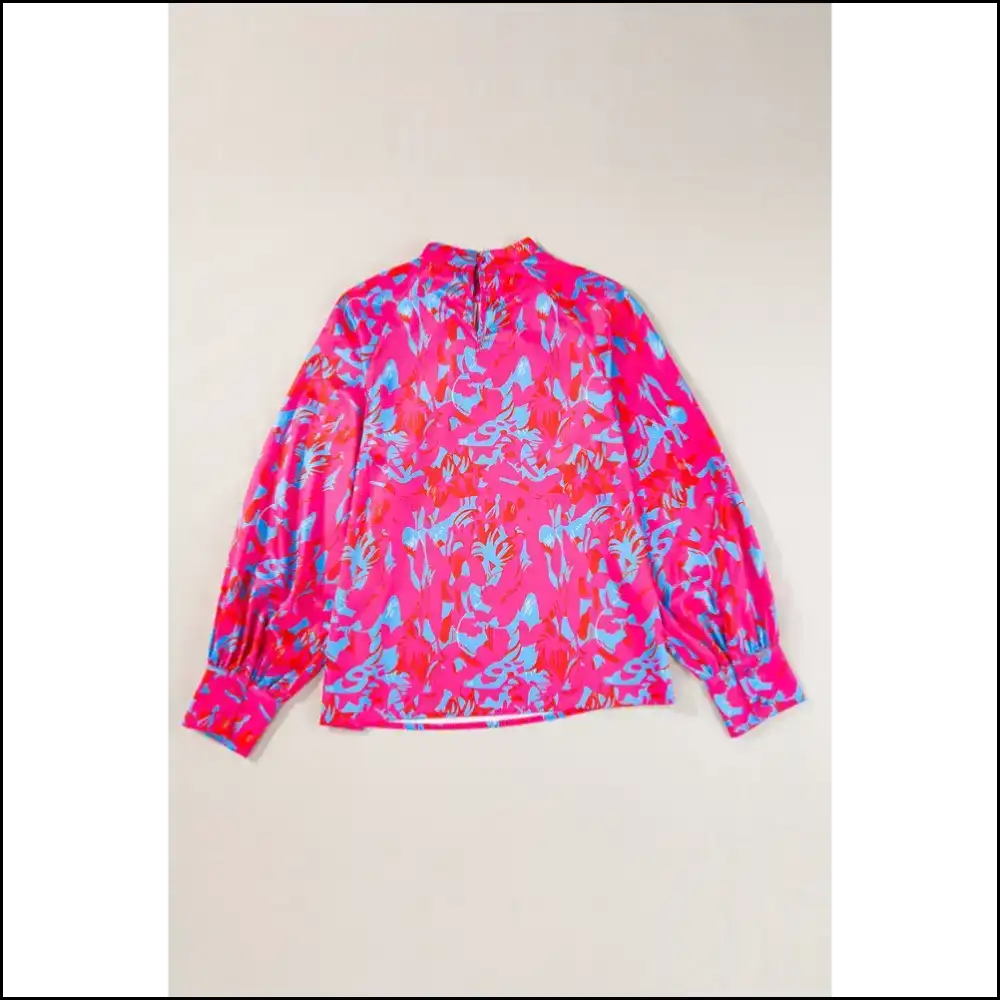 Purple Abstract Puff Sleeve Blouse: Warning May Cause Stares - Blouses