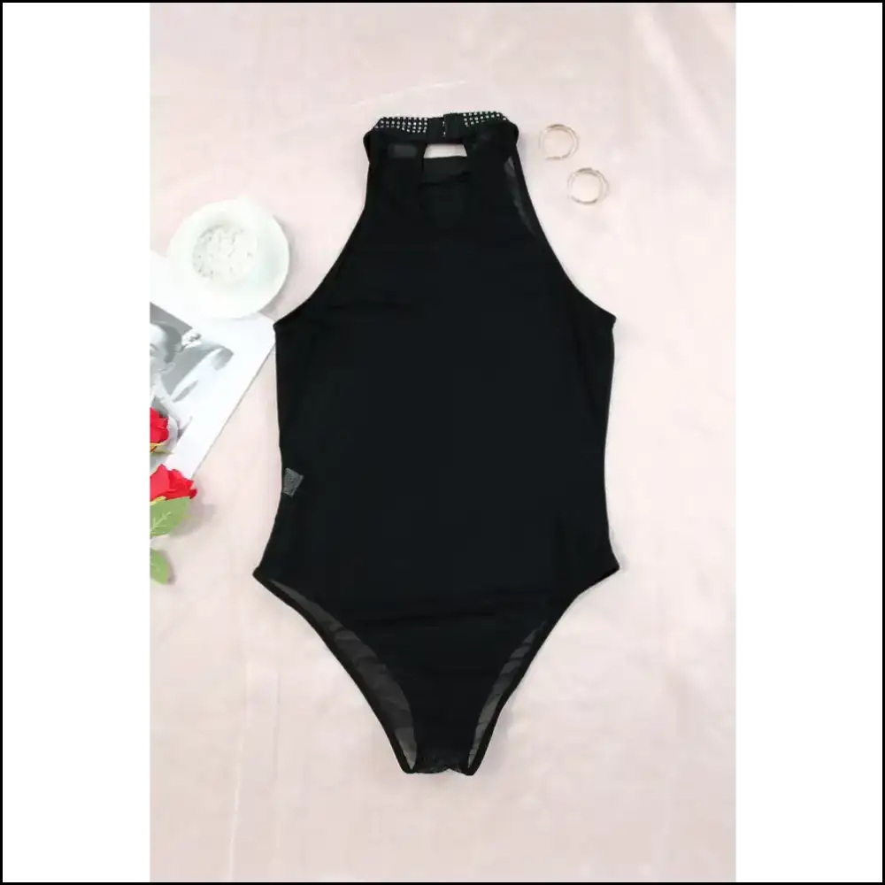 Black Rhinestone Bodysuit: Sparkle Like you Owe the Bank ✨ - Bodysuit
