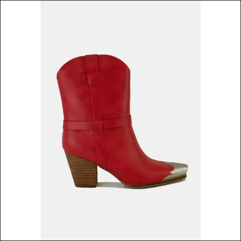 Beast Fashion Faux Leather Metal Toe Ankle Boots