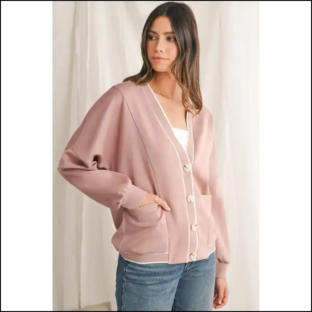 Chic Pink V-neck Cardigan: your New Bf (before the Apocalypse) ๐ Needful Things - Cardigans