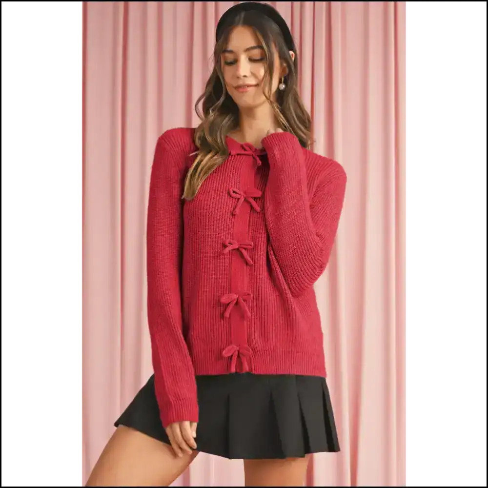 Fiery Red Sweet Cardigan: Bow Down Bitches. Needful Things 🔥 / s Cardigans