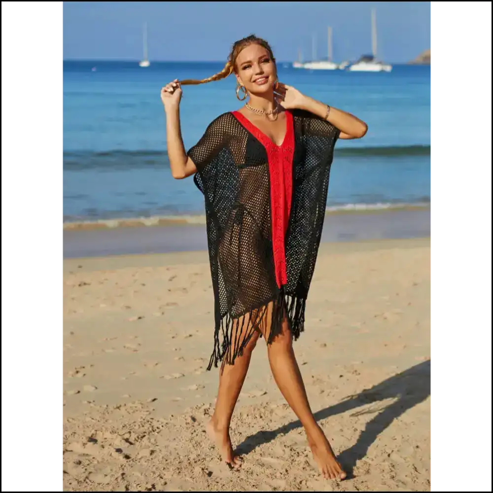 Feel Like a Goddess in our Angel Wings Cover-up - Fringe Benefits Included! - Black / one Size - Cover-ups