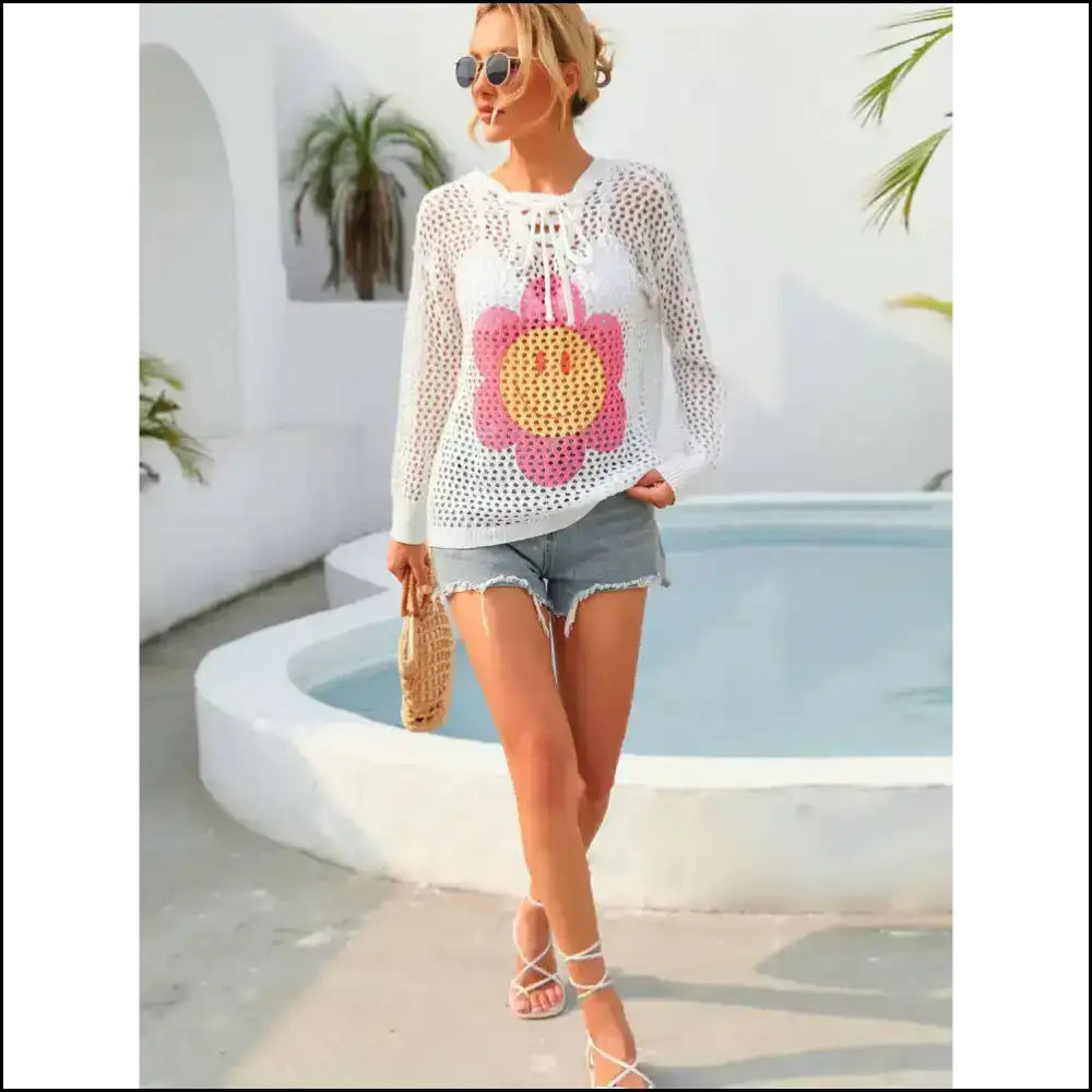 Angel Wings Floral Lace-up Hooded Cover-up - Cover-ups