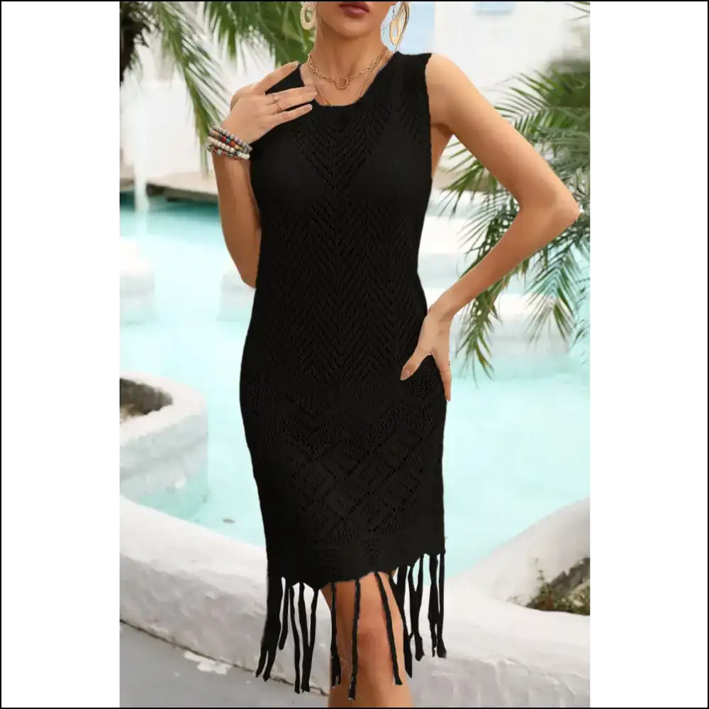 Float Through Summer in Angel Wings Fringe Trimmings of Pure Fabulousness!✨ - Black / m - Cover-ups