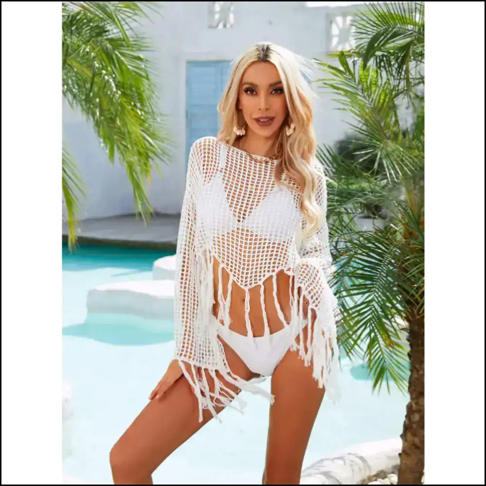 Feeling Heavenly in our Angel Wings Fringe Trim Cover-up! 👼✨ - Cover-ups