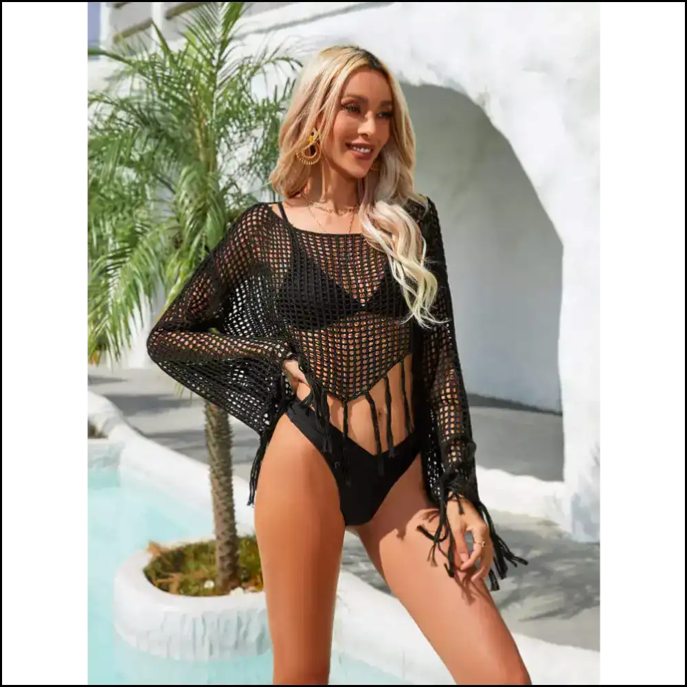 Feeling Heavenly in our Angel Wings Fringe Trim Cover-up! 👼✨ - Cover-ups