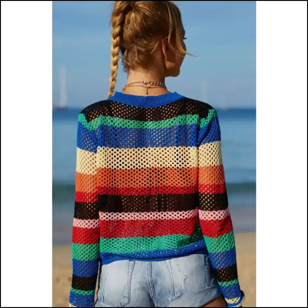 Fly High and Shine Bright in our Angel Wings Rainbow Stripe Cover-up! 🌈✨ - Cover-ups