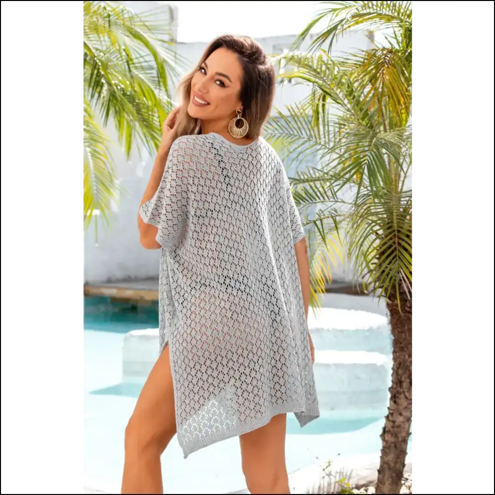 Sashay in Style: the Angel Wings Openwork Scoop Neck Cover-up! 😇✨ - Cover-ups