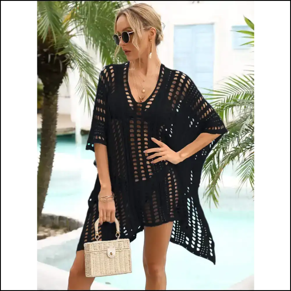 Let your Inner Goddess Soar with Angel Wings and Slit Dolman Style! 💁♀️✨ - Black / one Size - Cover-ups