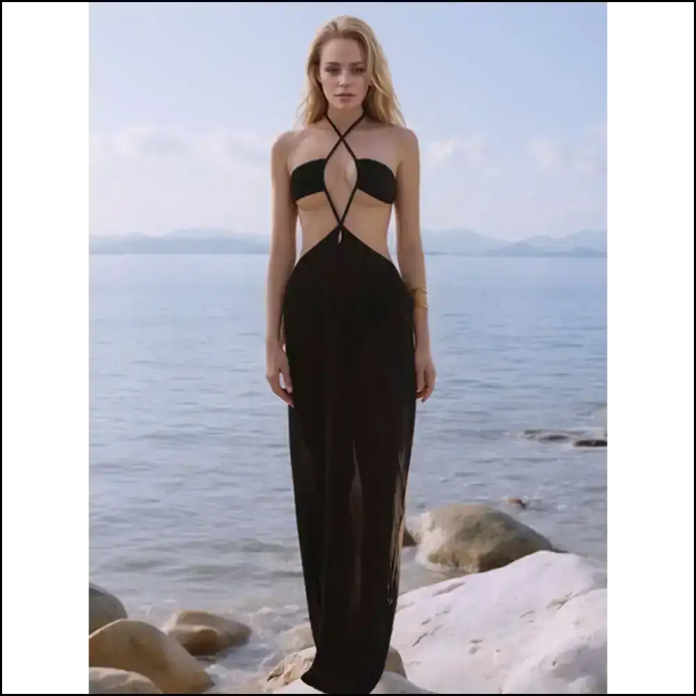 Backless Halter Neck Shenanigans: Unleash your Inner Goddess with Needful Things! πβ¨ - Black / one Size - Cover-ups