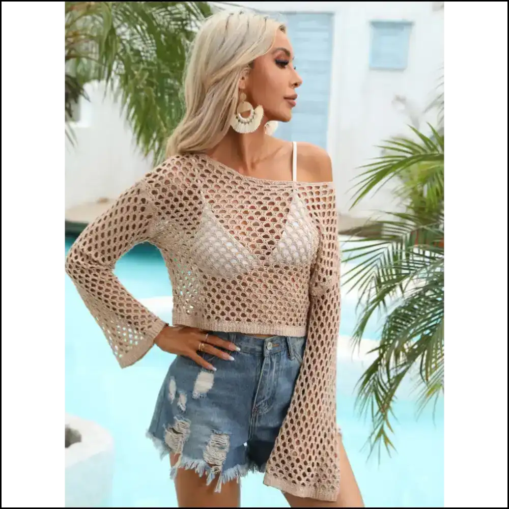 Unleash your Inner Diva: Flaunt that Boat Neck Flare Like a Boss! ๐ - Tan / s - Cover-ups