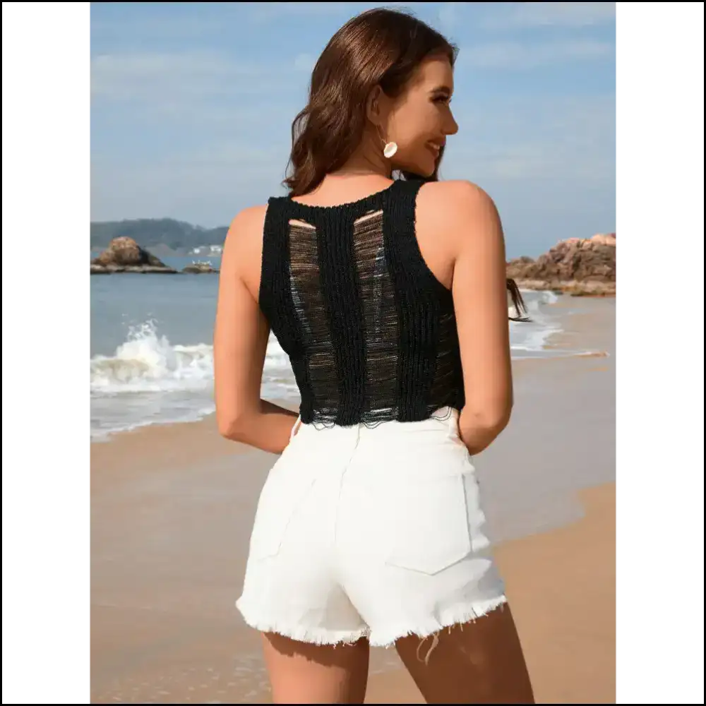 Chic Cutout Round Neck Sleeveless Cover Up - Cover-ups