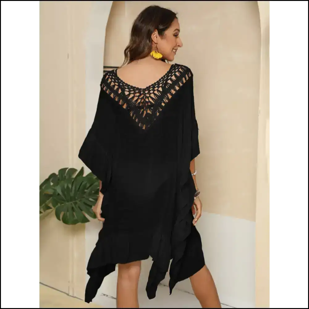 Chic Cutout Ruffled Half Sleeve Cover-up - Cover-ups