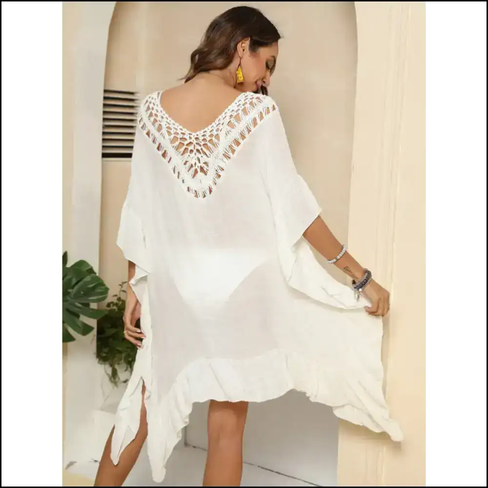 Chic Cutout Ruffled Half Sleeve Cover-up - Cover-ups