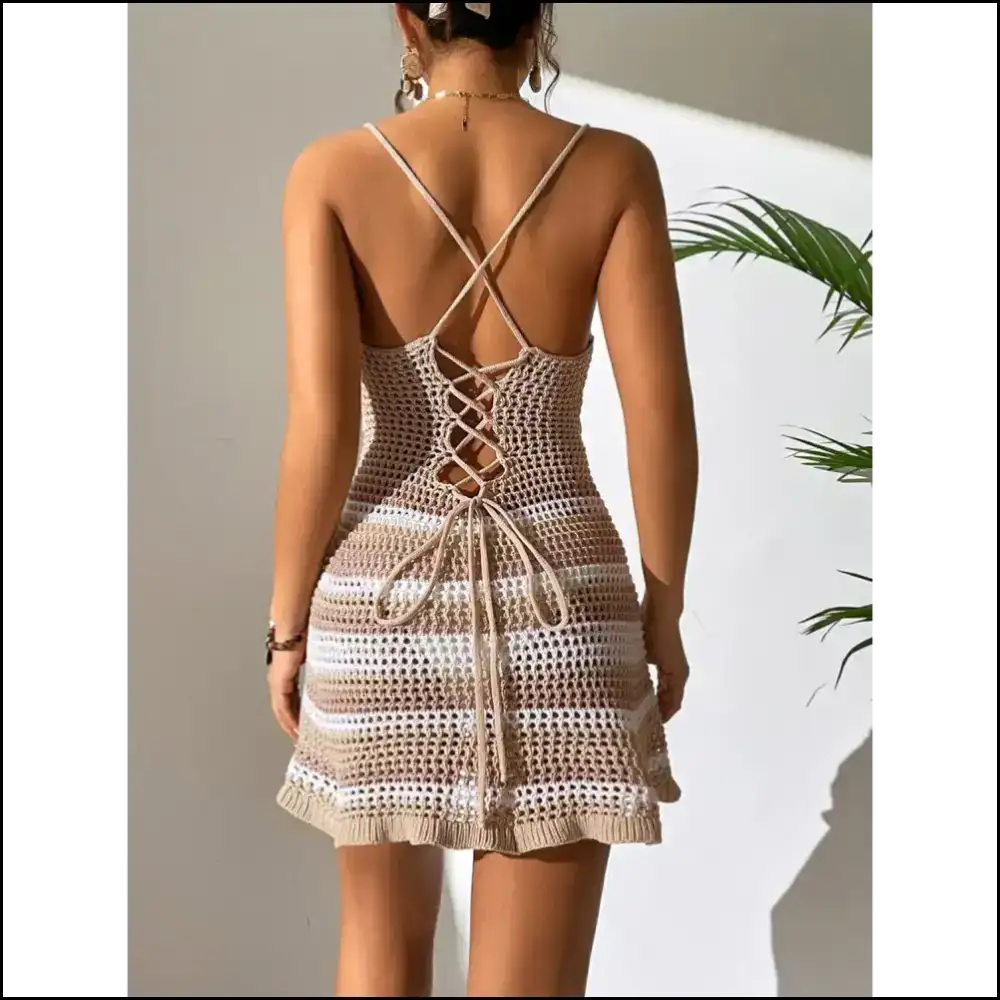 Chic Cutout Striped Dress: where Comfort Meets ?i Might be a Beach Bumâ - Cover-ups