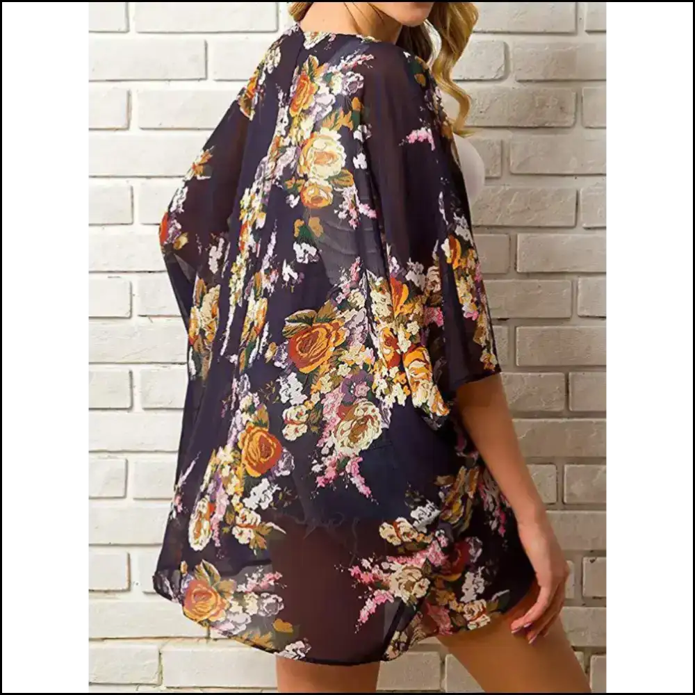 Chic Open Front Half Sleeve Cover-up - Cover-ups
