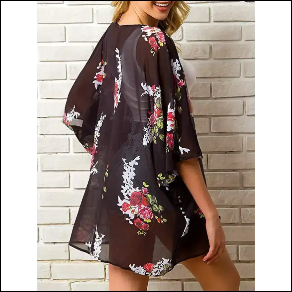 Chic Open Front Half Sleeve Cover-up - Cover-ups