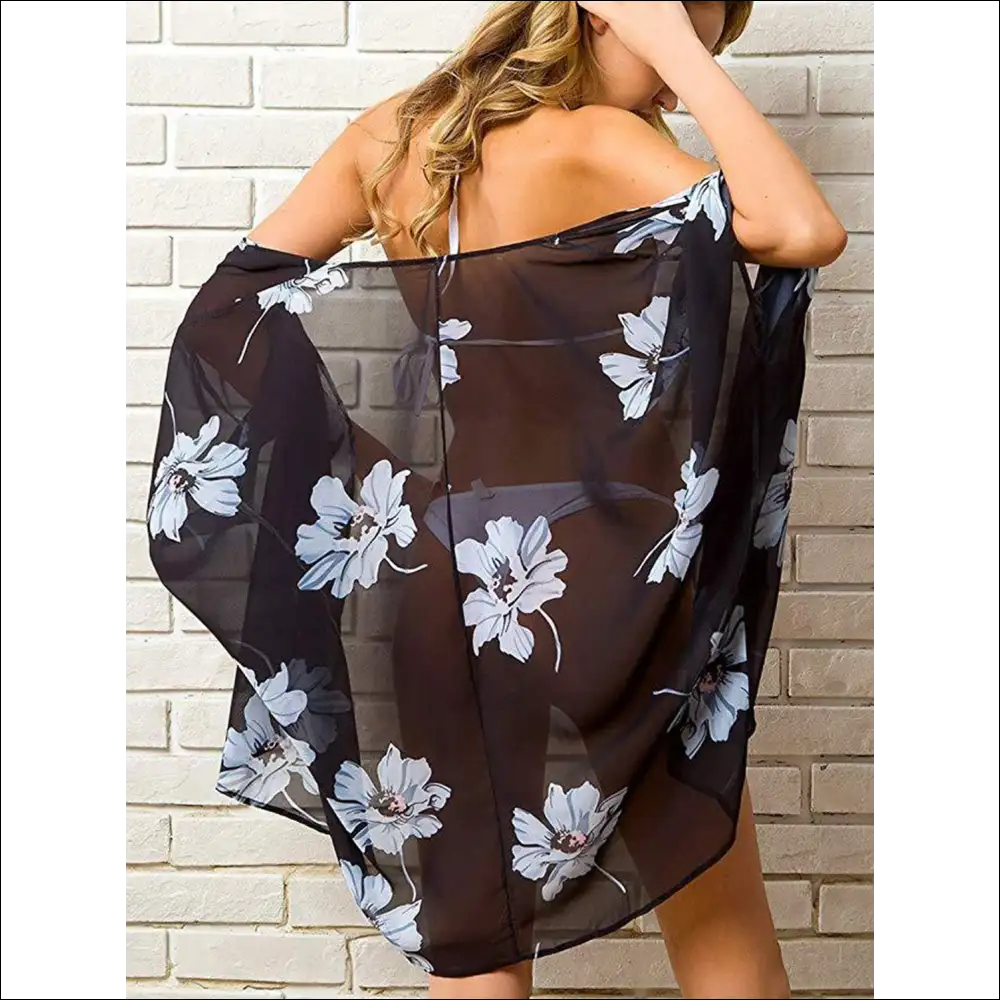 Chic Open Front Half Sleeve Cover-up - Cover-ups