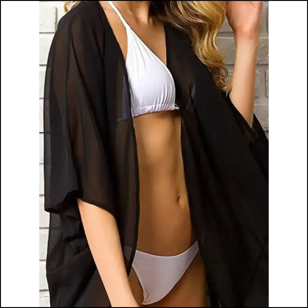 Chic Open Front Half Sleeve Cover-up - Cover-ups