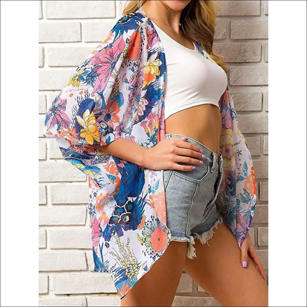 Chic Open Front Half Sleeve Cover-up - Cover-ups