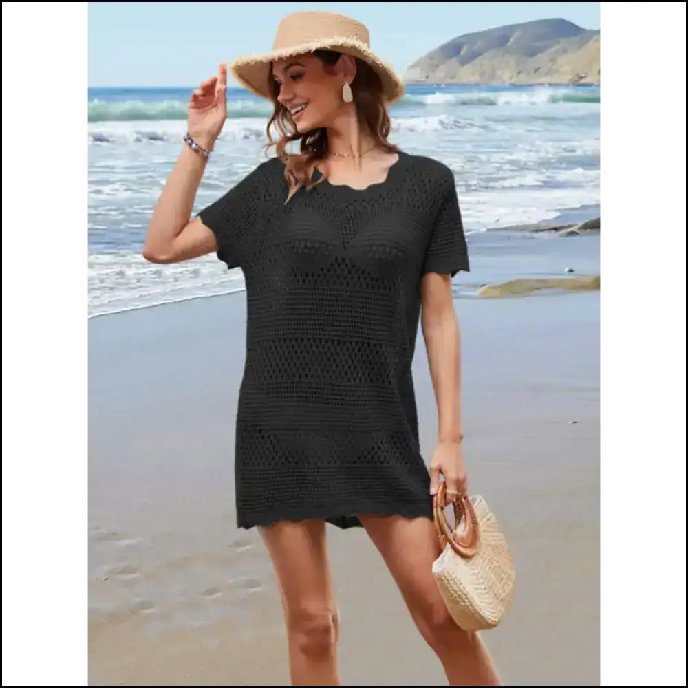 Chic Openwork Round Neck Magic: Cover-up your Regrets in Style! - Cover-ups