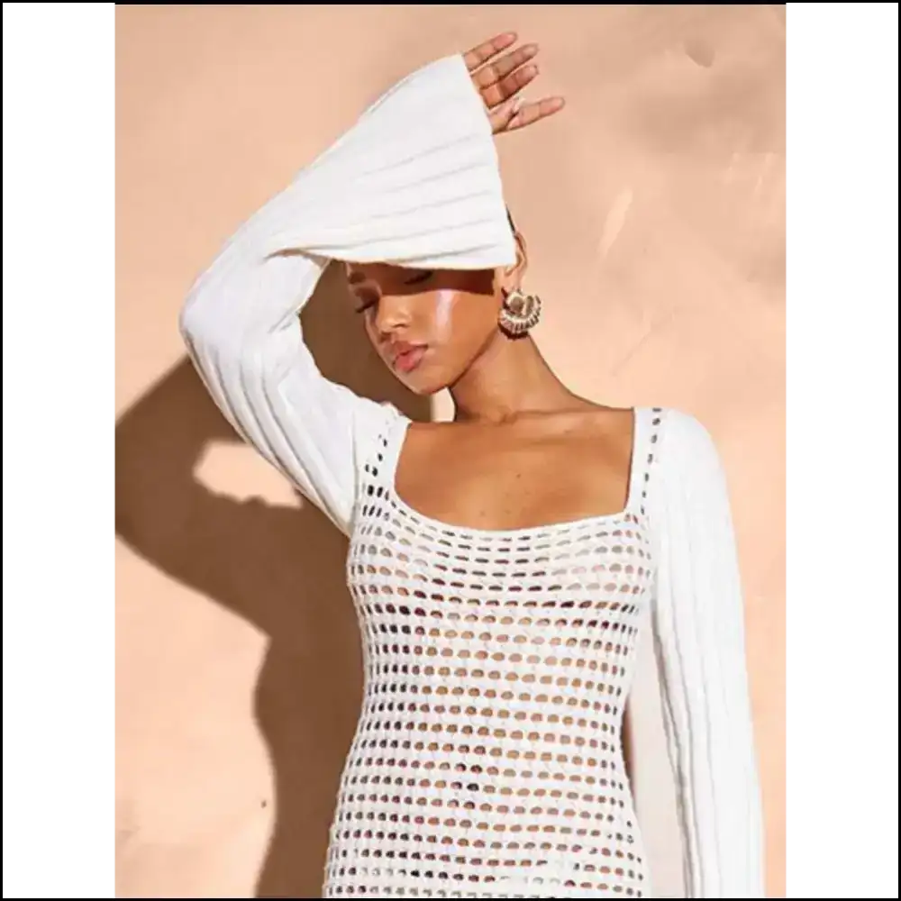 Unleash your Inner Diva with our Chic Openwork Square Neck Delight! ✨ - Cover-ups