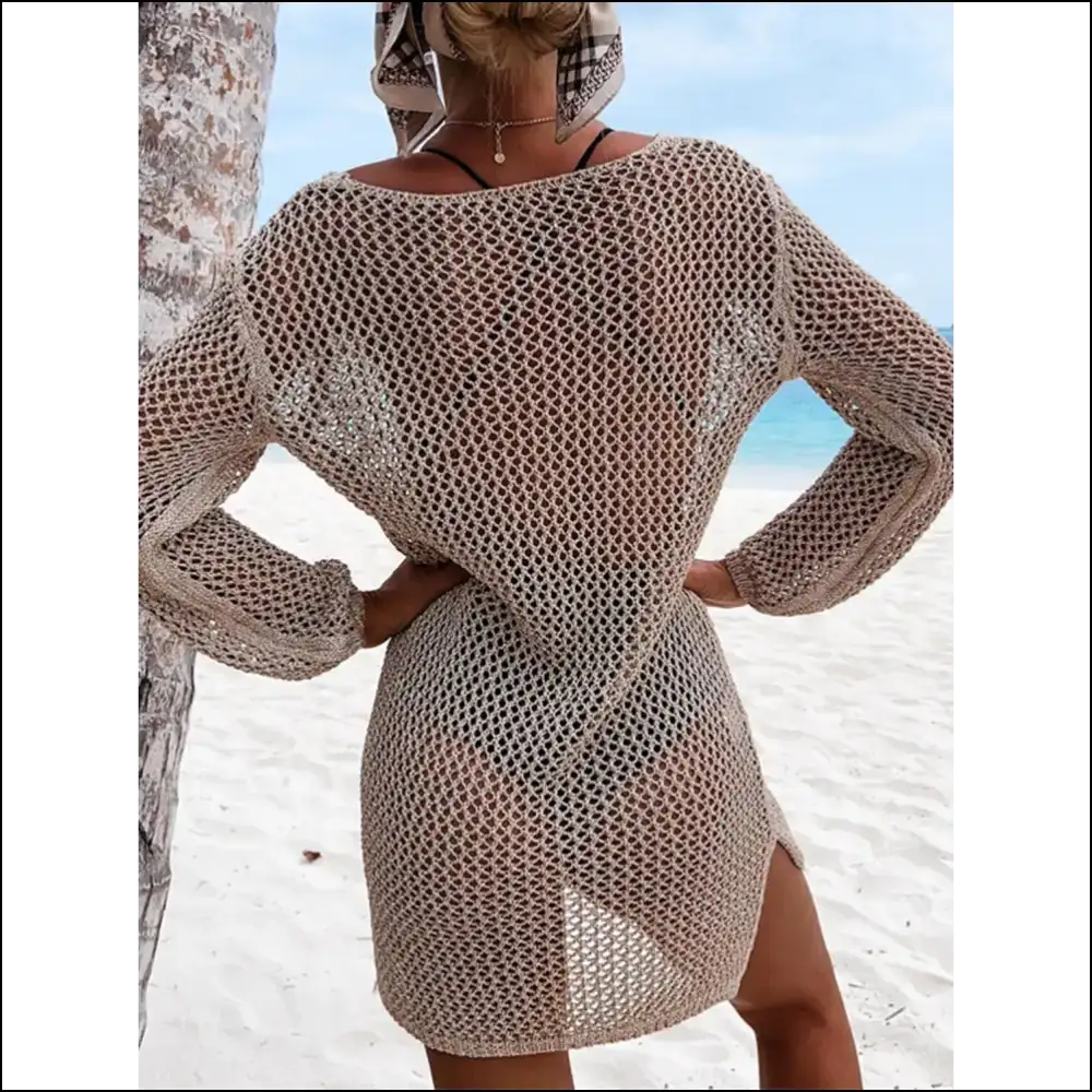 Chic Openwork Tie Neck Cover-up - Cover-ups