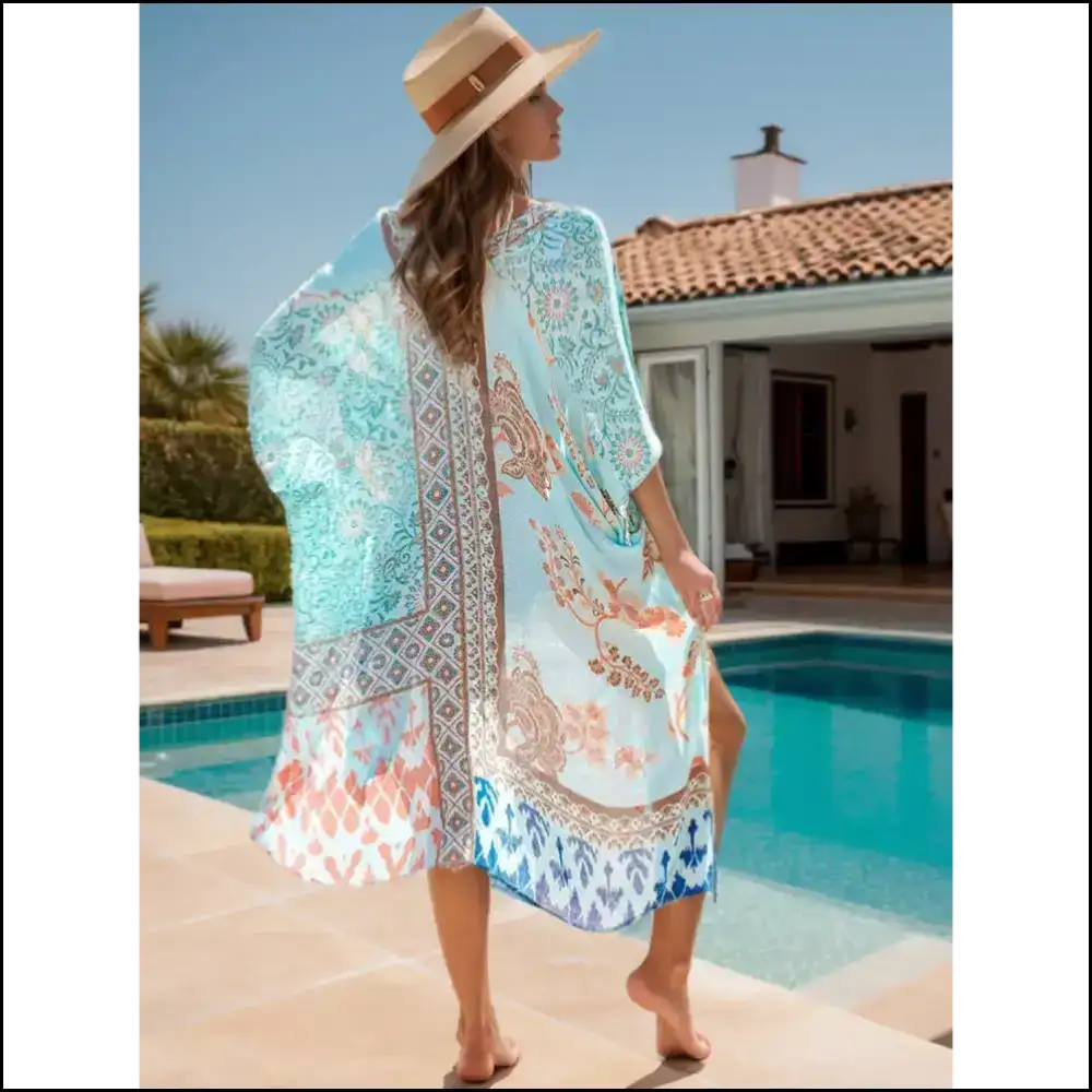 Chic Printed Open Front Cover-up - Cover-ups