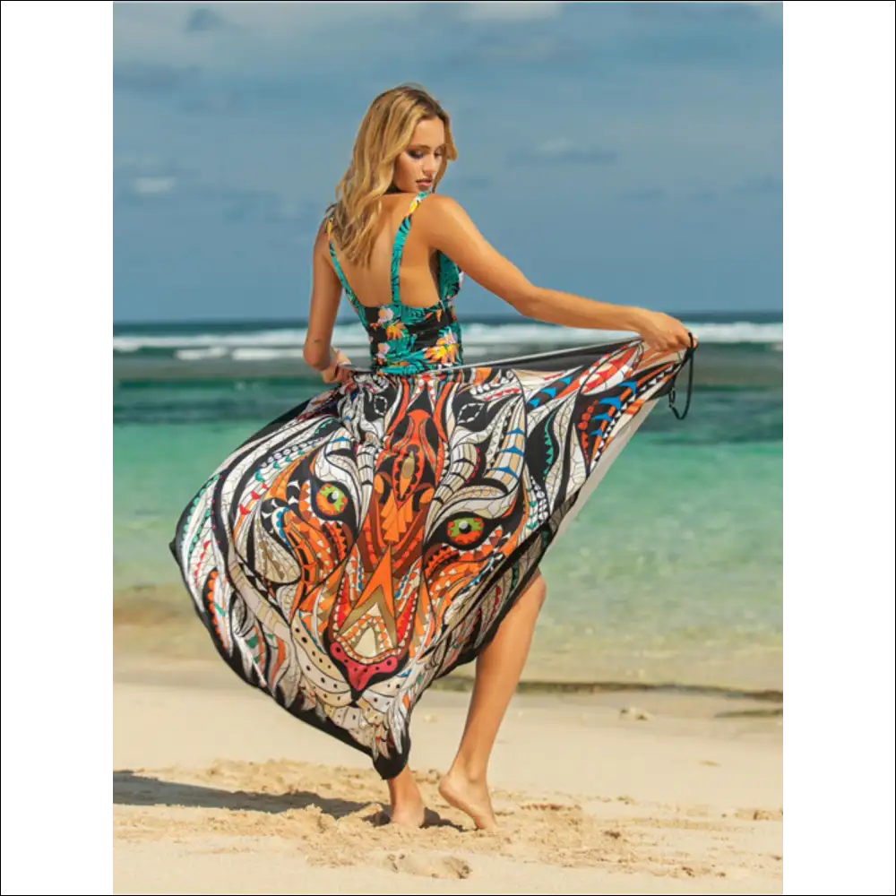 Chic Printed Spaghetti Strap Cover Up - Chocolate / one Size - Cover-ups