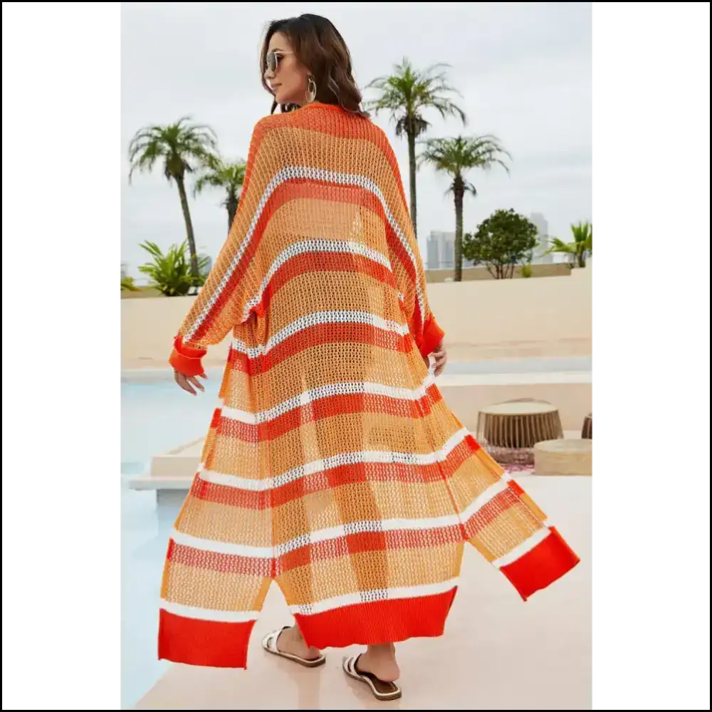 Get your Chic Striped Open Duster: Elegance for the Playful at Heart! πβ¨ - Cover-ups