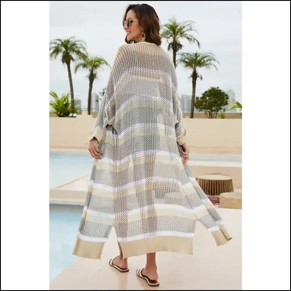 Get your Chic Striped Open Duster: Elegance for the Playful at Heart! πβ¨ - Cover-ups