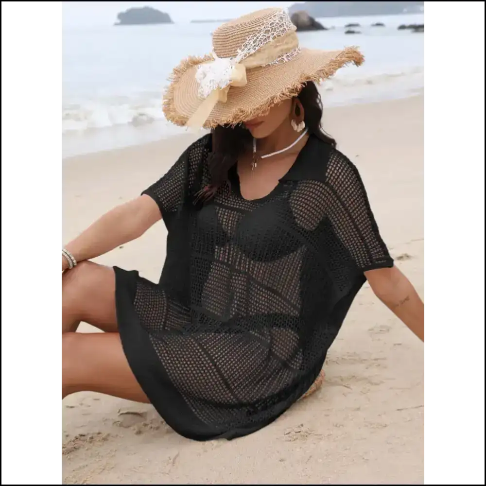 Collared Neck Cover-up: your Secret Weapon Against Awkward Tan Lines! πβ¨ - Black / one Size - Cover-ups