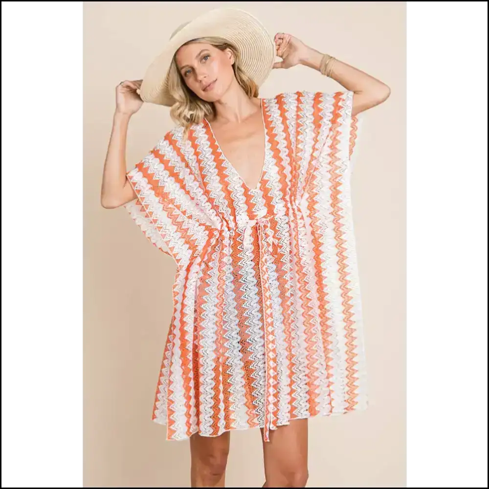 Sashay in Style: Cotton Bleu Multi Crochet Lace Cover Up for Goddesses! πβ¨ - Orange / s - Cover-ups