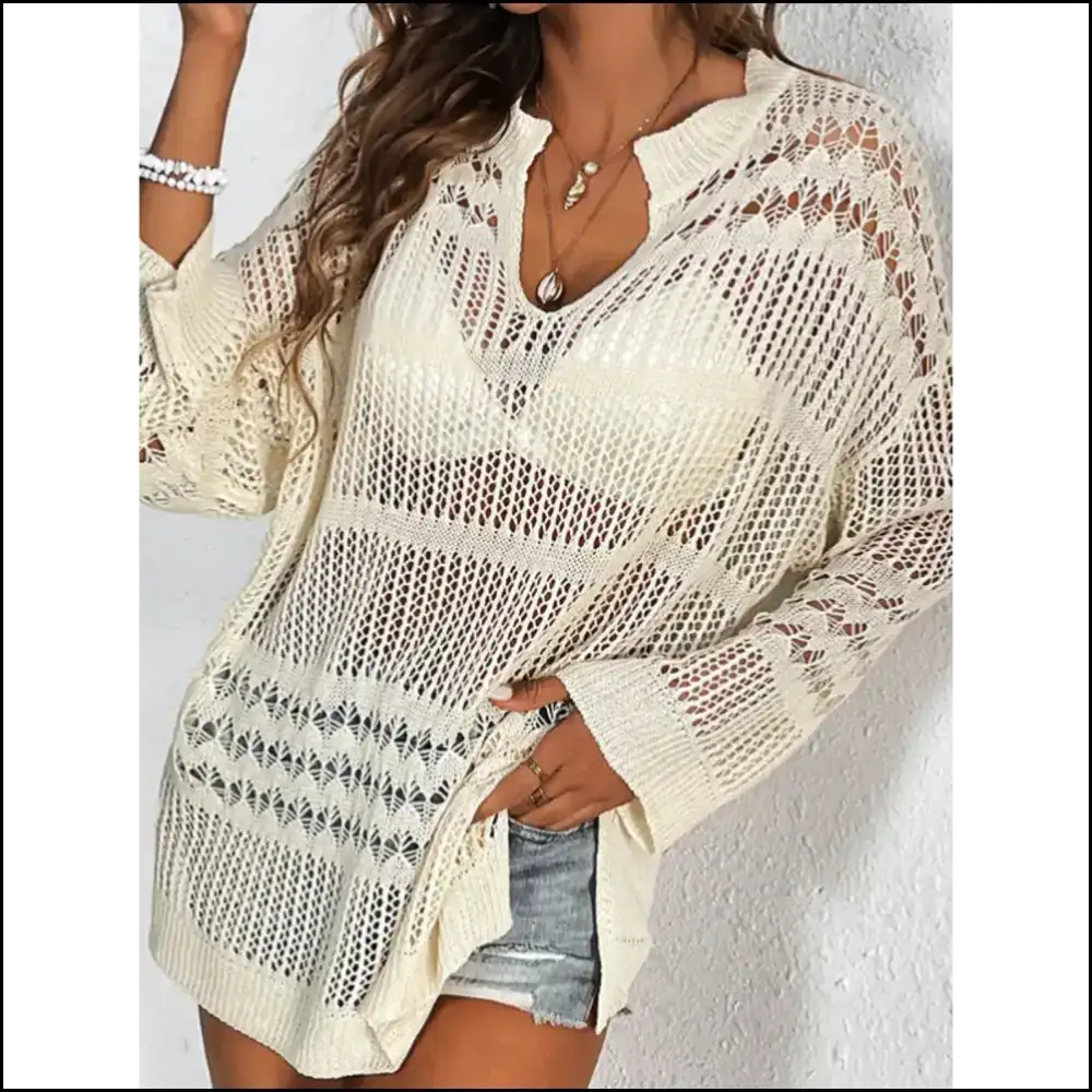 Sass Up your Style in our Cutout Notched Long Sleeve Cover-up! πβ¨ - Cover-ups